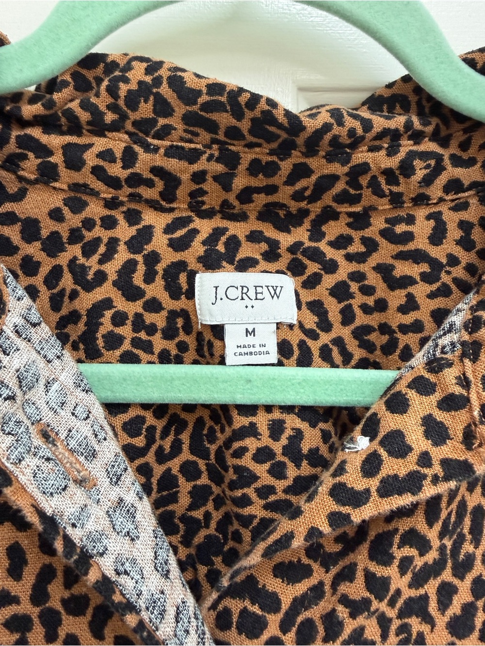 J Crew linen blend short sleeve shirt dress leopard print - Picture 6 of 7